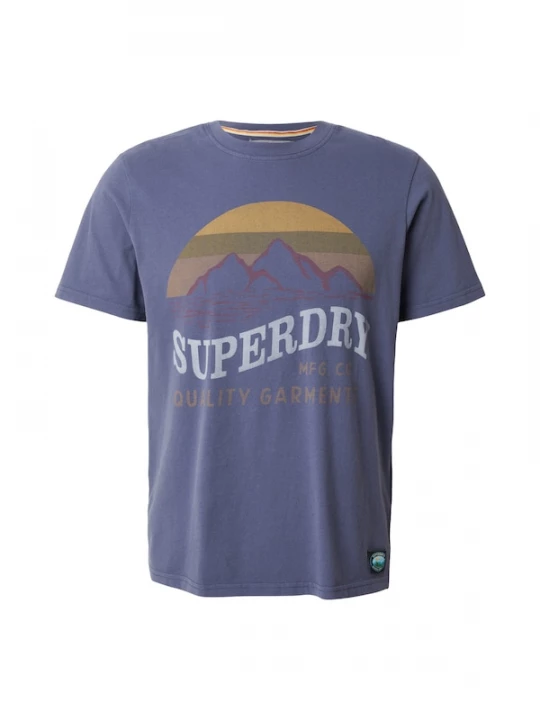 Foto van product Superdry & Co Shirt 'Outdoors Mountain' donkerblauw / lichtgrijs / kaki / bessen