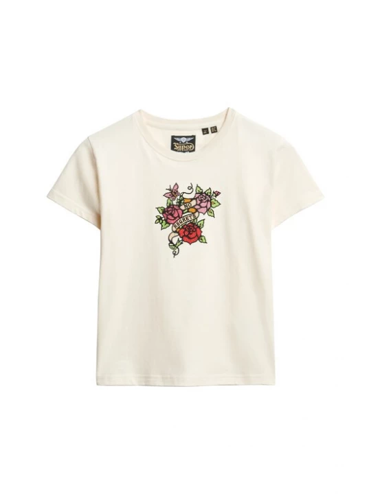 Foto van product Superdry & Co Shirt 'Tattoo' lichtgroen / oudroze / rood / natuurwit