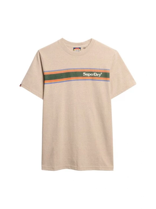 Foto van product Superdry & Co Shirt 'Venue' beige gemêleerd / donkergroen / oranje / wit