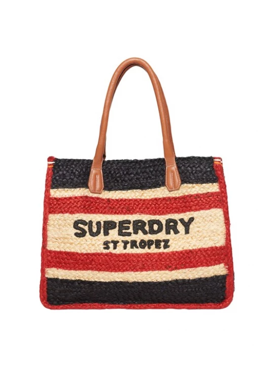 Foto van product Superdry & Co Shopper crème / kastanjebruin / knalrood / zwart