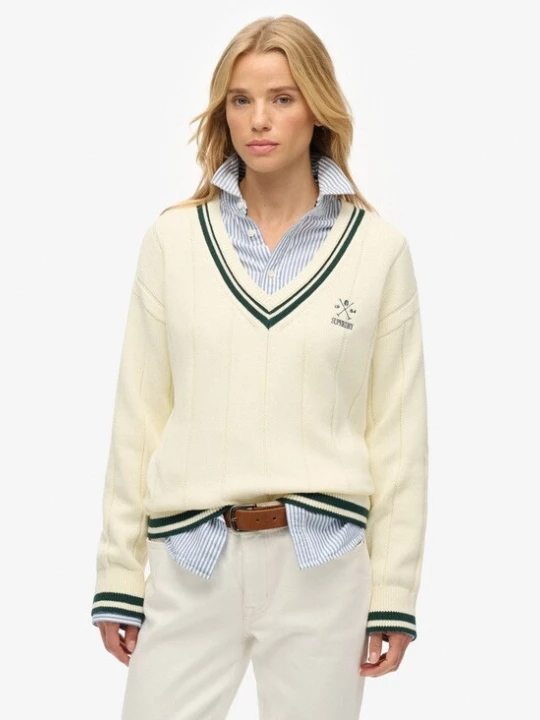 Foto van product Superdry & Co Trui 'Cricket Club Jumper' groen / wolwit