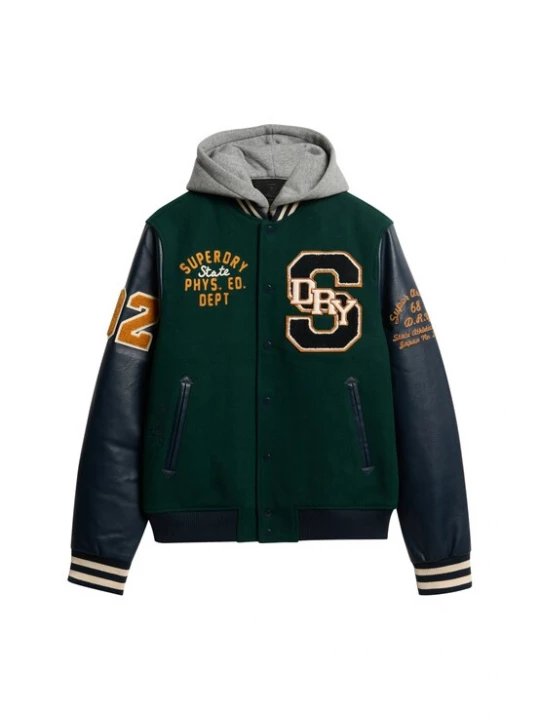 Foto van product Superdry & Co Tussenjas donkergroen / oranje / zwart / wit