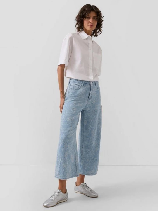 Foto van product Suri culotte jeans / normale pasvorm / hoge taille / wijde pijp / gemaakt van denim jacquard s.Oliver blauw