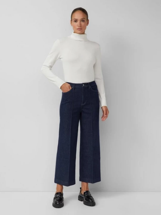Foto van product Suri culotte jeans / normale pasvorm / hoge taille / wijde pijpen / biezen s.Oliver blauw