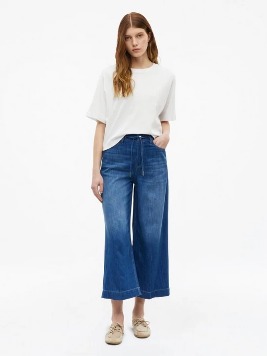 Foto van product Suri culotte jeans / regular fit / high rise / wijde pijp / in linnenmix s.Oliver blauw