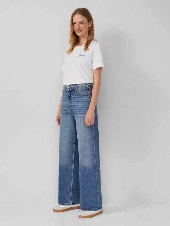 Foto van product Suri jeans / Regular fit / Hoge taille / Wijde pijp / Dubbele tailleband s.Oliver blauw