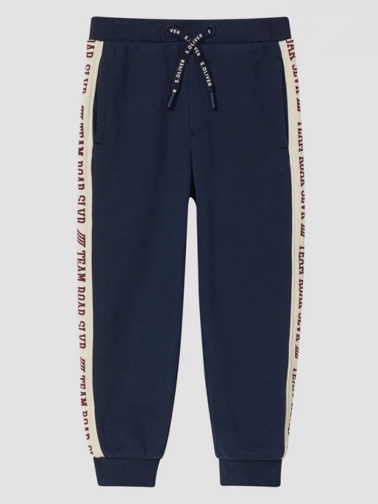 Foto van product Sweatbroek met bedrukte zijstrepen s.Oliver blauw
