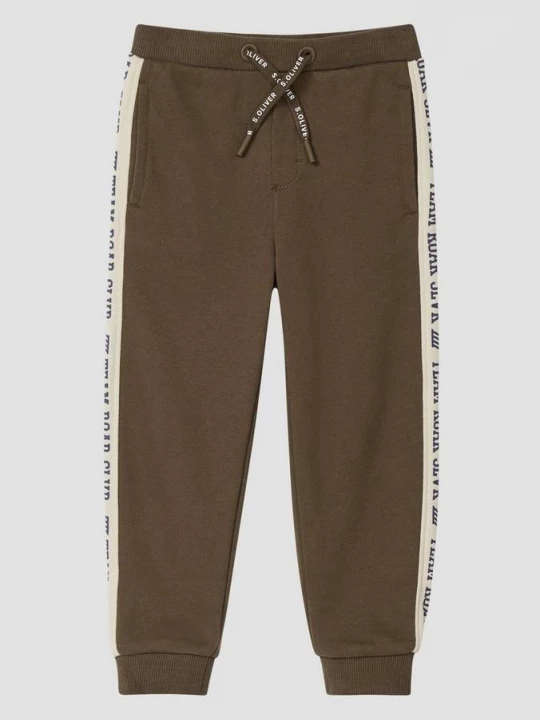 Foto van product Sweatbroek met bedrukte zijstrepen s.Oliver bruin