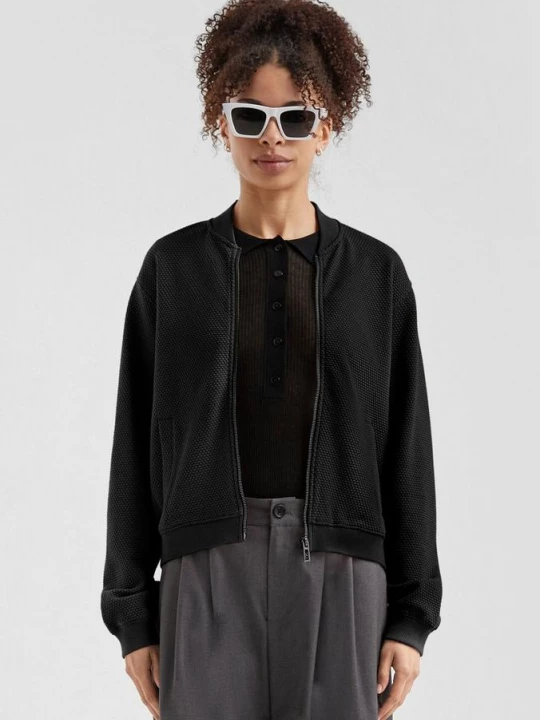Foto van product Sweater in blousonstijl met structuurpatroon QS zwart