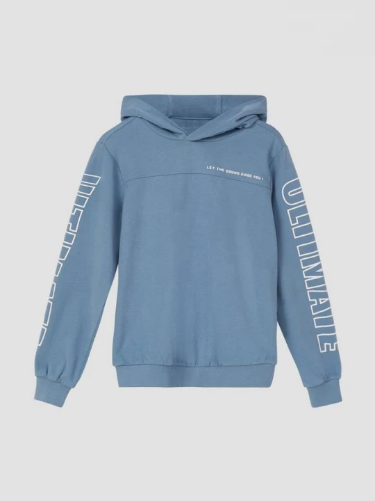 Foto van product Sweater met capuchon, naaddetails en opdruk van letters s.Oliver blauw