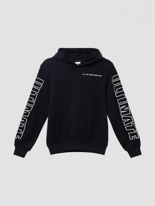 Foto van product Sweater met capuchon, naaddetails en opdruk van letters s.Oliver zwart