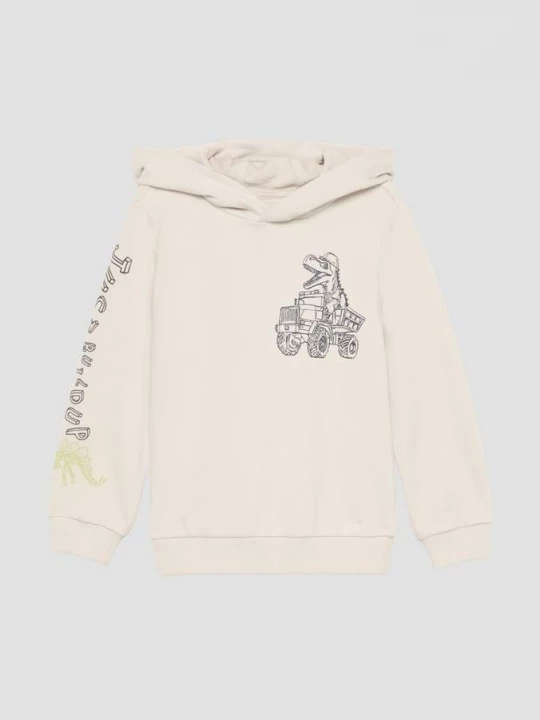 Foto van product Sweater met capuchon van katoenmix met print op de voorkant en op de mouwen s.Oliver crème