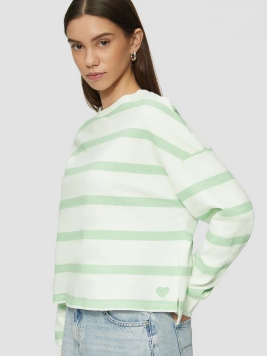 Foto van product Sweater met strepen en afgezakte schouders QS