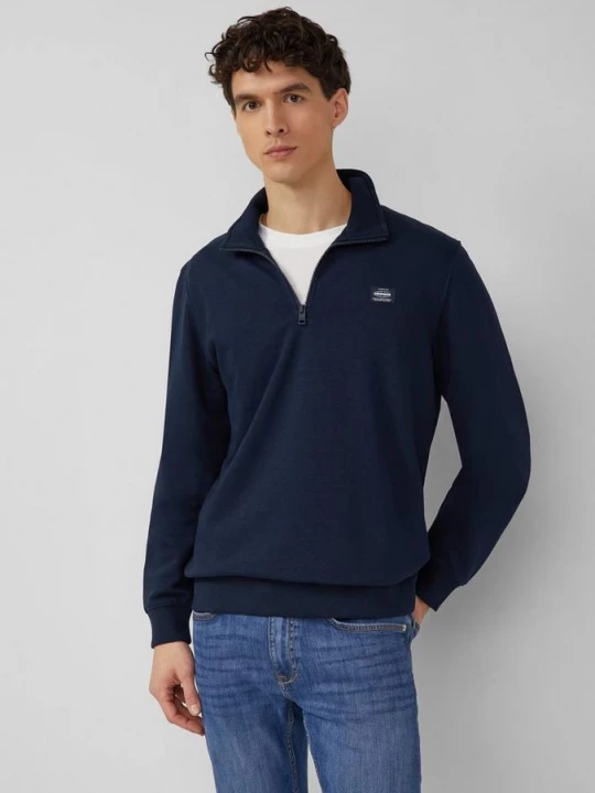 Foto van product Sweater met troyerkraag en logopatch s.Oliver blauw