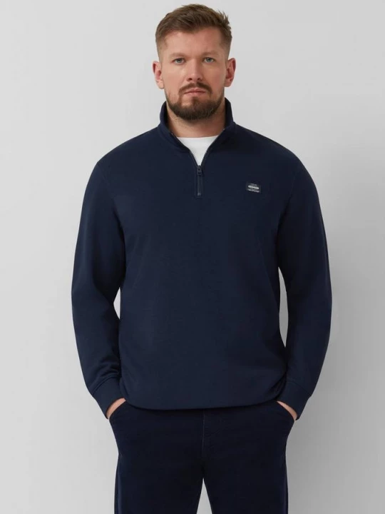 Foto van product Sweater met troyerkraag en logopatch s.Oliver blauw