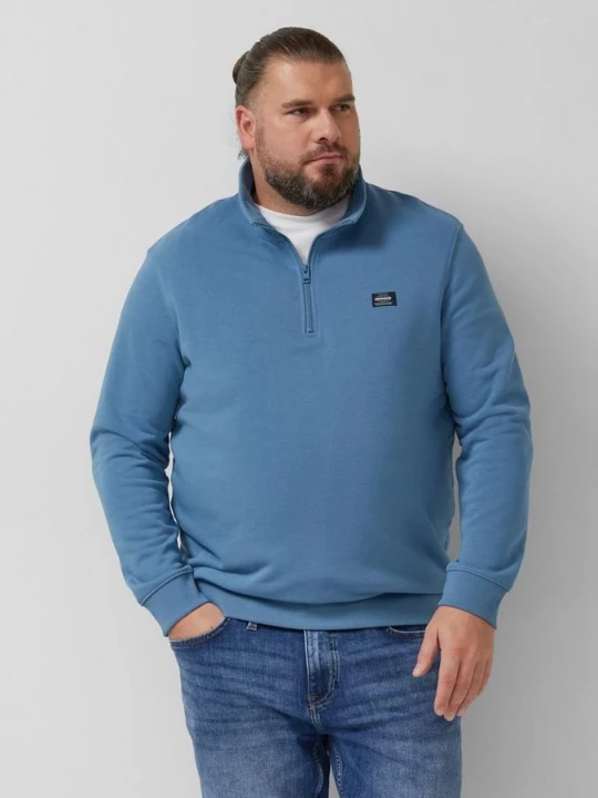 Foto van product Sweater met troyerkraag en logopatch s.Oliver blauw