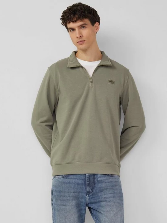 Foto van product Sweater met troyerkraag en logopatch s.Oliver olijfgroen