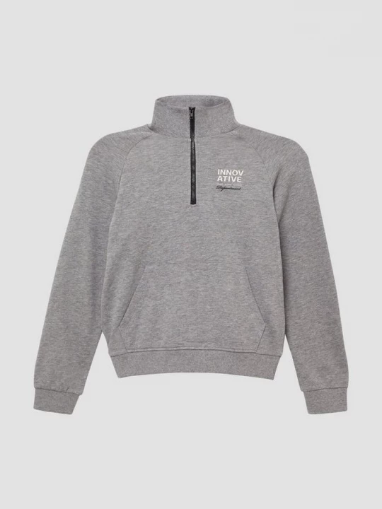 Foto van product Sweater met troyerkraag en printdetail s.Oliver grijs