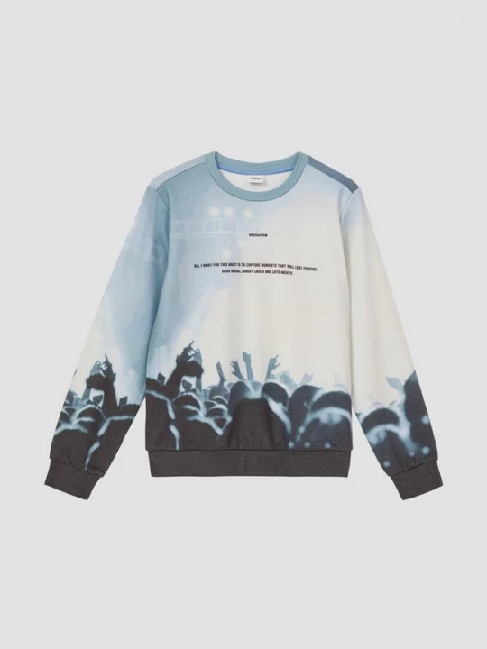 Foto van product Sweater van katoenmix met all-over print s.Oliver blauw