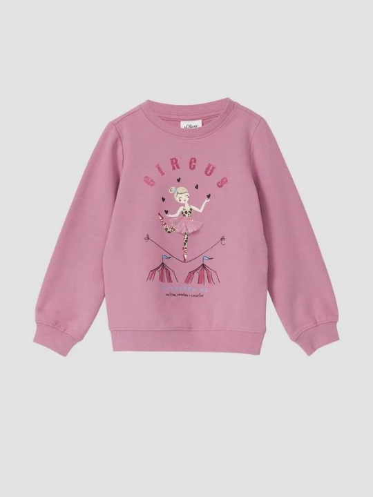 Foto van product Sweater van katoenmix met glitterprint en applicatie s.Oliver roze