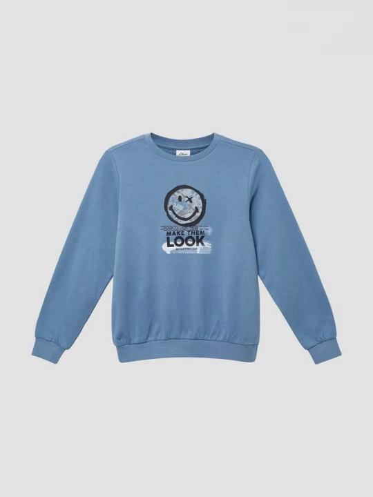 Foto van product Sweater van katoenmix met Smiley® print s.Oliver blauw