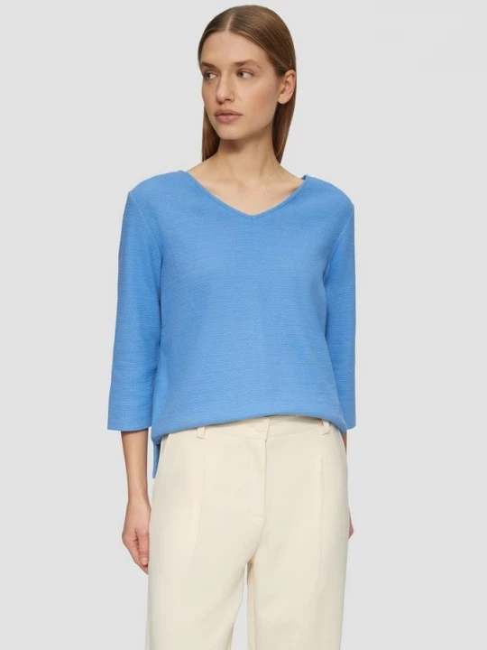 Foto van product Sweater van tricot met structuur, V-hals en 3 / 4-mouwen s.Oliver blauw