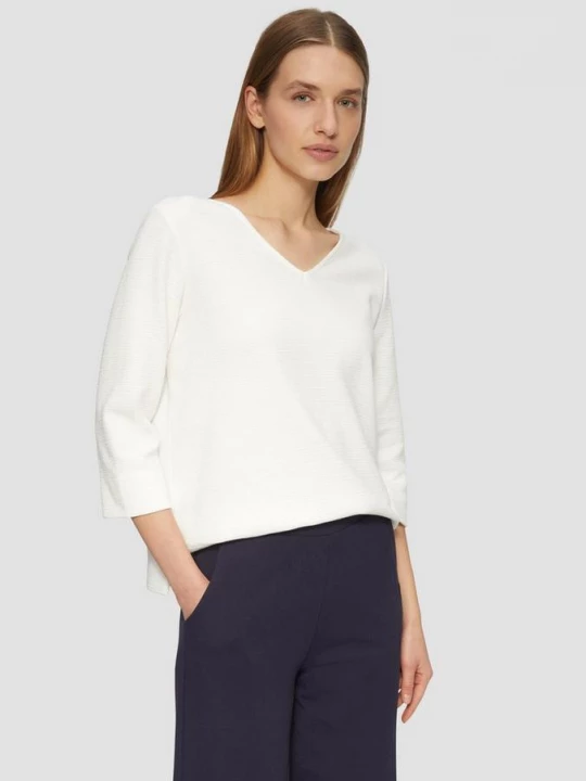Foto van product Sweater van tricot met structuur, V-hals en 3 / 4-mouwen s.Oliver crème