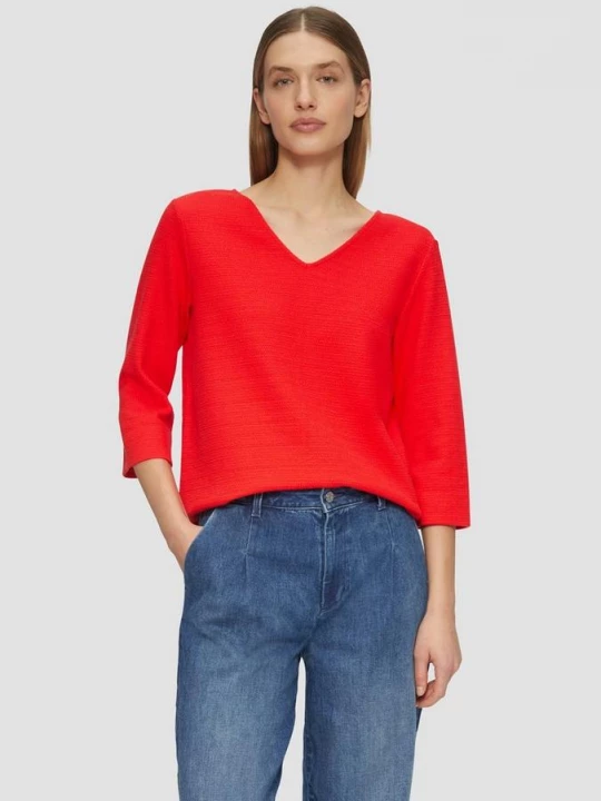 Foto van product Sweater van tricot met structuur, V-hals en 3 / 4-mouwen s.Oliver rood