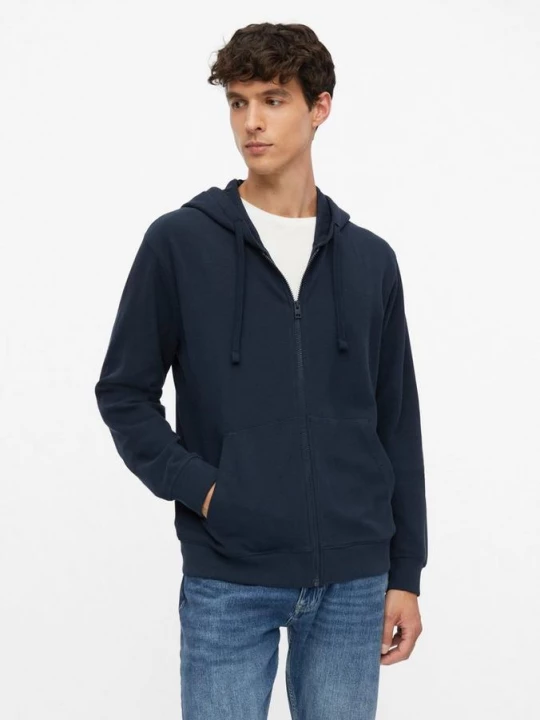 Foto van product Sweatjack met capuchon van wafelpiqué s.Oliver blauw