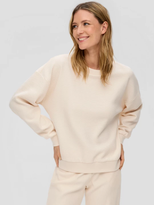 Foto van product Sweatshirt met een geribde look s.Oliver beżowy