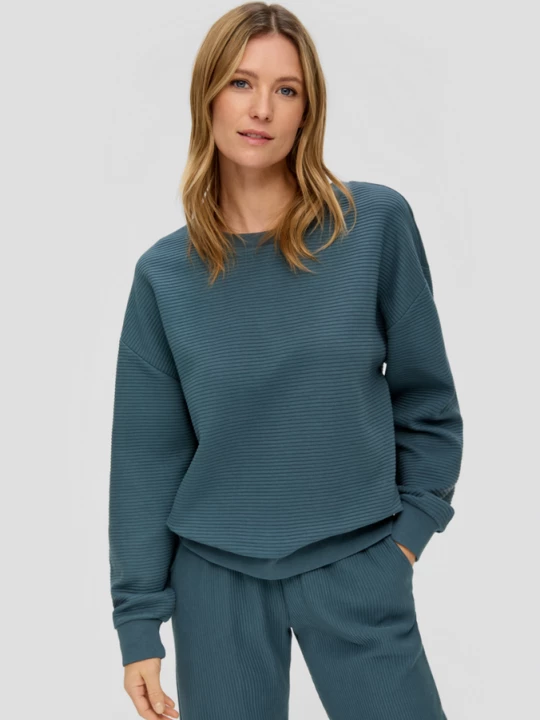 Foto van product Sweatshirt met een geribde look s.Oliver petrol