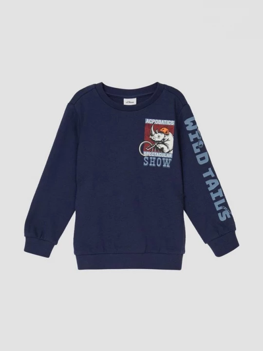 Foto van product Sweatshirt met mouw-, voor- en rugprint in structuurjersey s.Oliver blauw