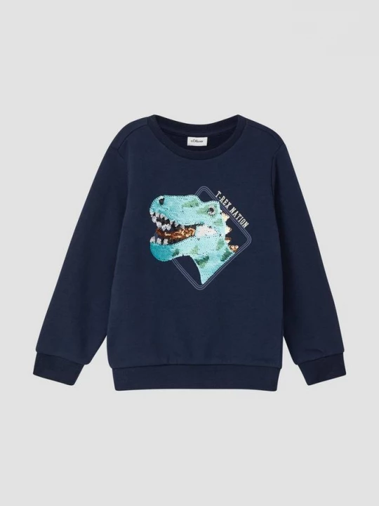 Foto van product Sweatshirt met omkeerbare pailletten met een gezellige binnenkant s.Oliver blauw