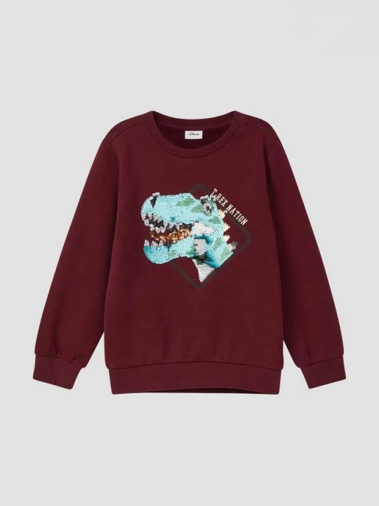 Foto van product Sweatshirt met omkeerbare pailletten met een gezellige binnenkant s.Oliver rood
