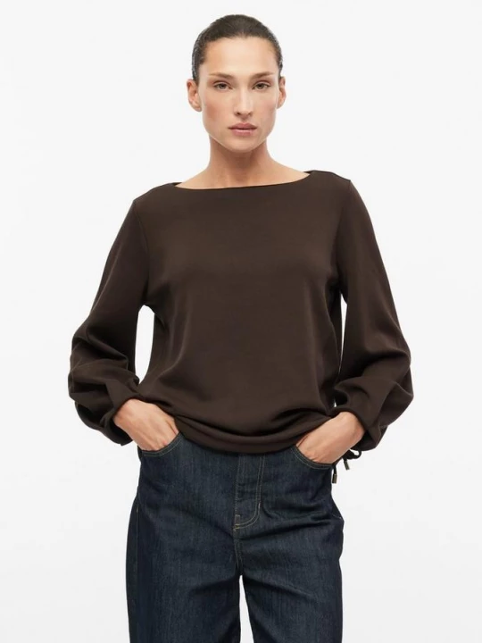 Foto van product Sweatshirt met relaxte pasvorm en trekkoord aan de onderkant s.Oliver bruin