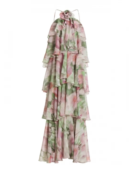 Foto van product SWING Avondjurk groen / pink / oudroze / offwhite
