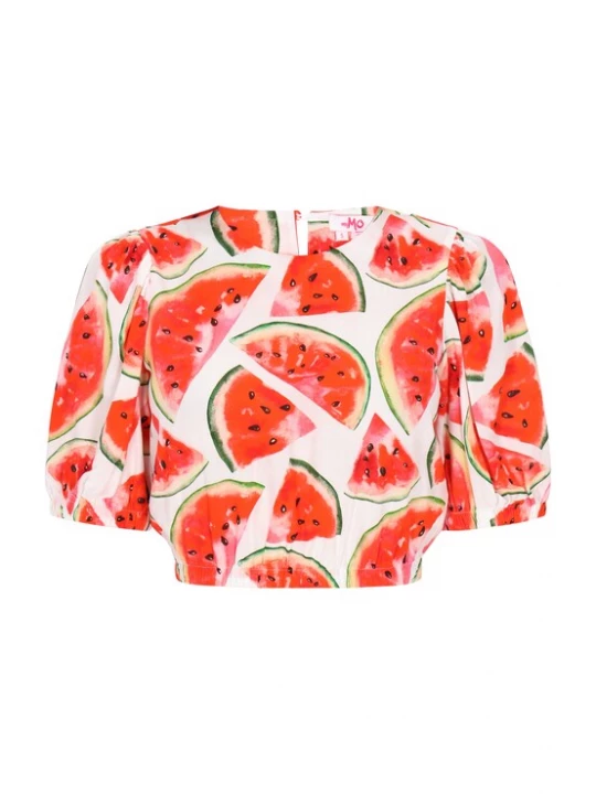 Foto van product swirly Blouse groen / rood / zwart / wit