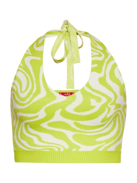Foto van product swirly Gebreide top lichtgroen / wolwit