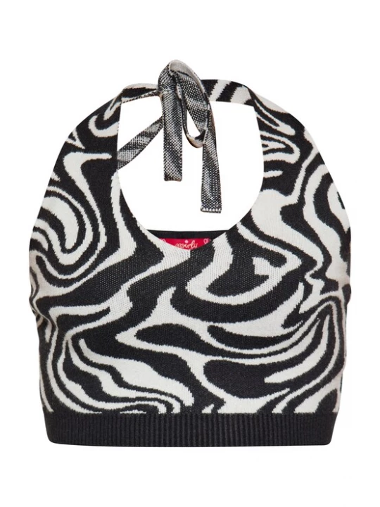 Foto van product swirly Gebreide top zwart / wit