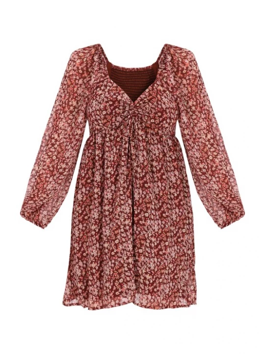 Foto van product swirly Jurk 'Young Fashion' beige / rosa / merlot