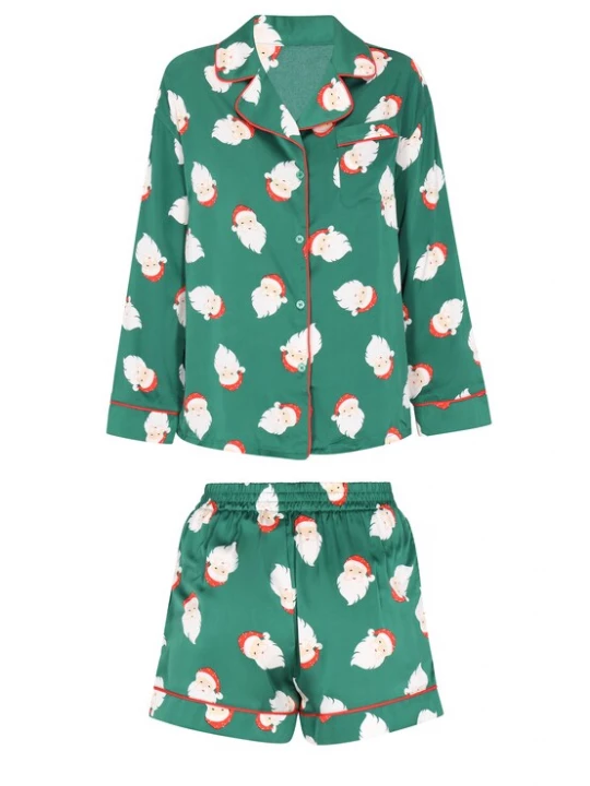 Foto van product MYMO Korte pyjama nude / smaragd / rood / wit