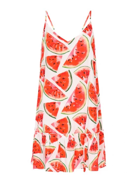 Foto van product swirly Zomerjurk gemengde kleuren / rood