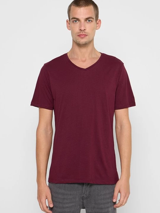 Foto van product T-shirt basic DeFacto bordeauxrood