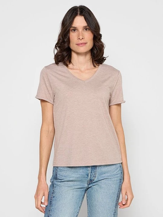 Foto van product T-shirt basic Le Jardin du Lin beżowy