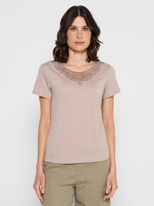Foto van product T-shirt basic Le Jardin du Lin beżowy
