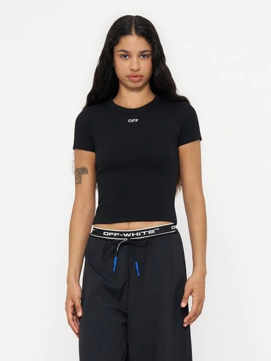 Foto van product T-shirt basic Off White zwart