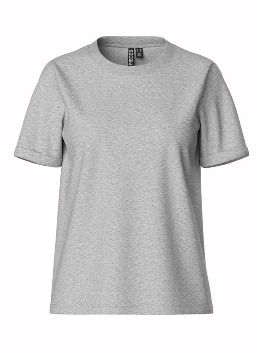 Foto van product T-shirt basic Pieces lichtgrijs gemêleerd