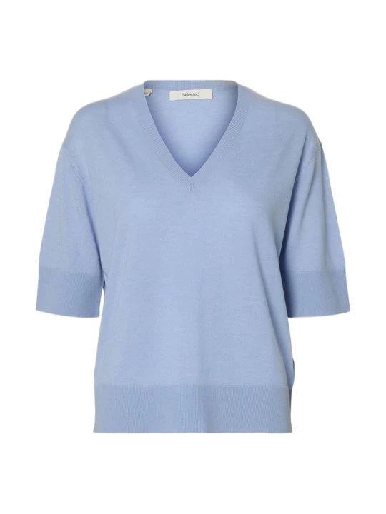 Foto van product T-shirt basic Selected lichtblauw