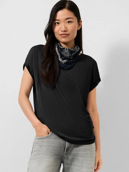 Foto van product T-shirt gemaakt van lyocell-mix QS zwart