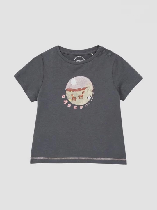 Foto van product T-shirt in A-lijn met glitterprint s.Oliver grijs